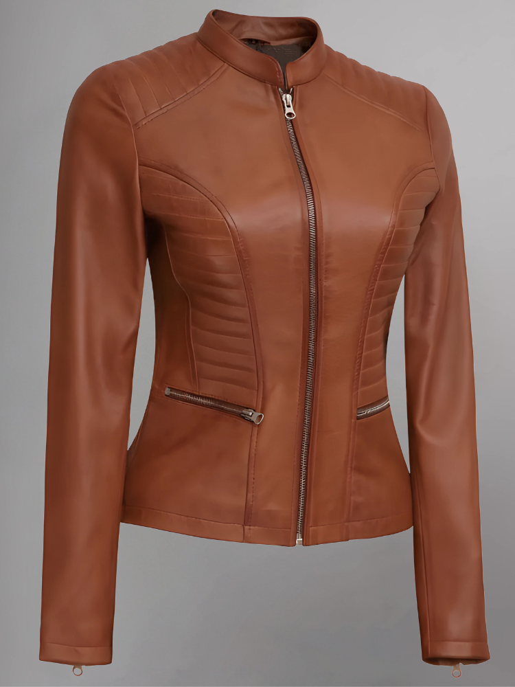 Amber Asymmetrical Black Biker Jacket Women