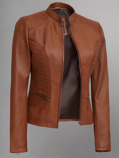 Amber Asymmetrical Black Biker Jacket Women