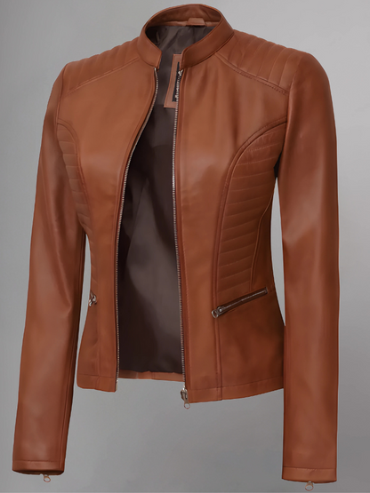 Amber Asymmetrical Black Biker Jacket Women