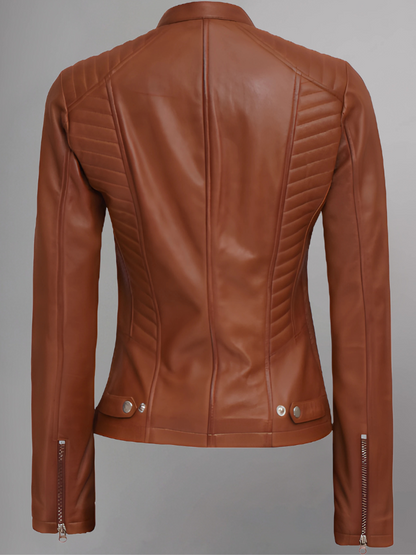 Amber Asymmetrical Black Biker Jacket Women