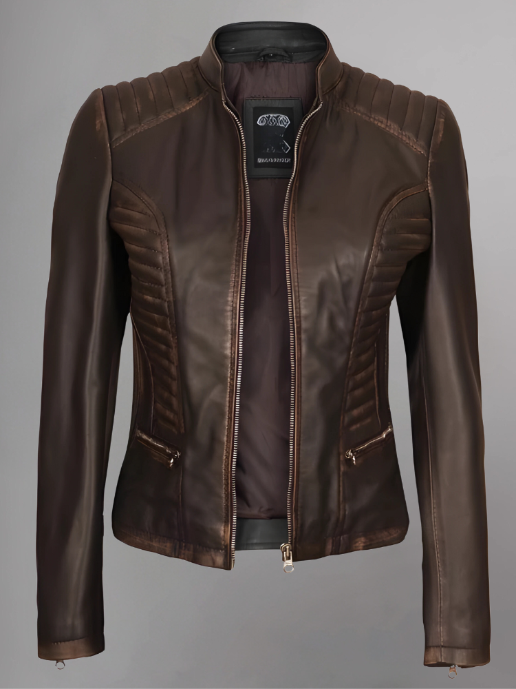 Amber Asymmetrical Black Biker Jacket Women