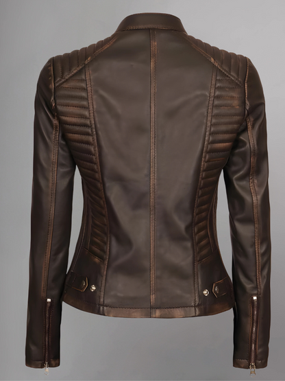 Amber Asymmetrical Black Biker Jacket Women