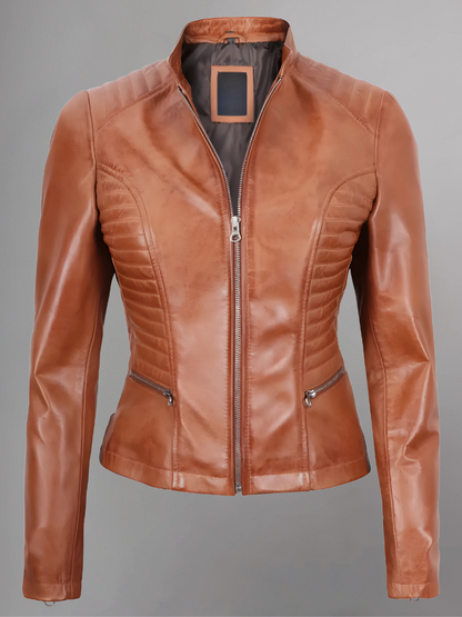 Amber Asymmetrical Black Biker Jacket Women