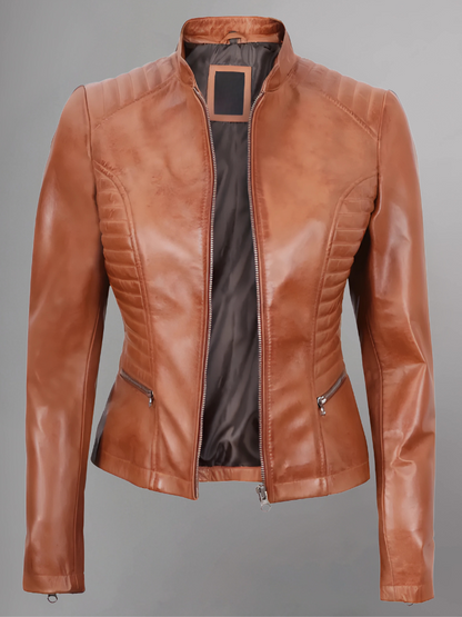 Amber Asymmetrical Black Biker Jacket Women