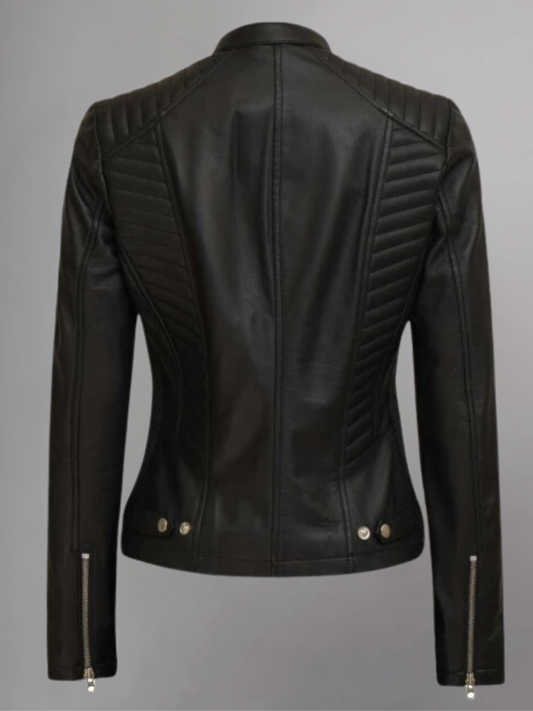 Amber Asymmetrical Black Biker Jacket Women