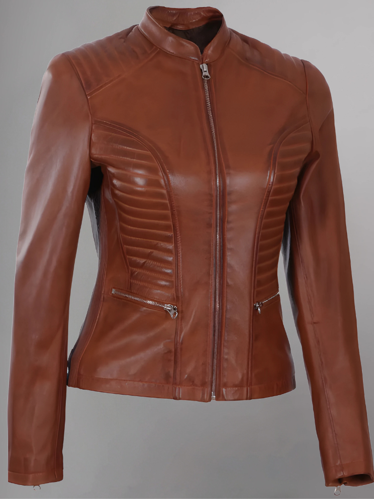 Amber Asymmetrical Black Biker Jacket Women