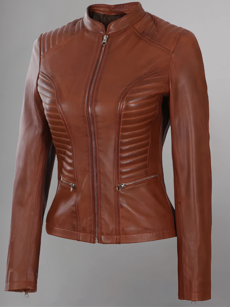 Amber Asymmetrical Black Biker Jacket Women