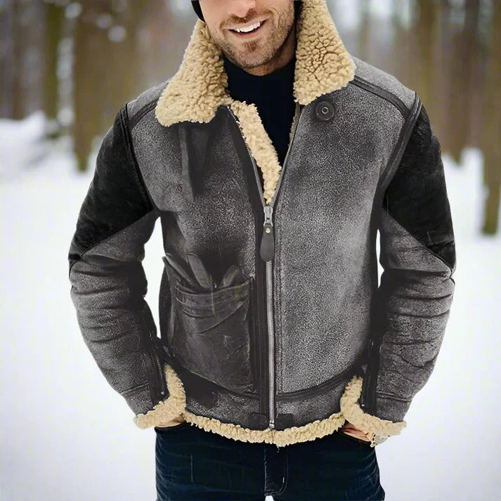 Arvid – aviator jacket with shearling collar and reinforced elbows