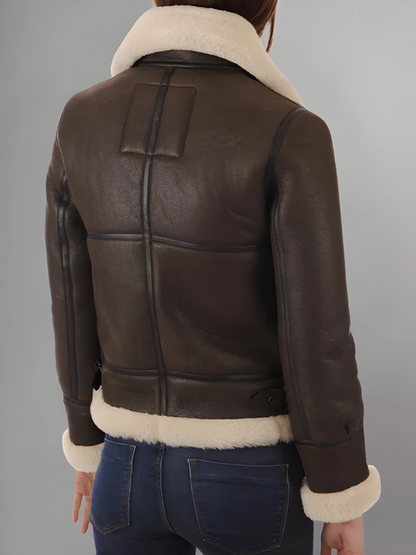 Aviator Womens Distressed Brown Jacket