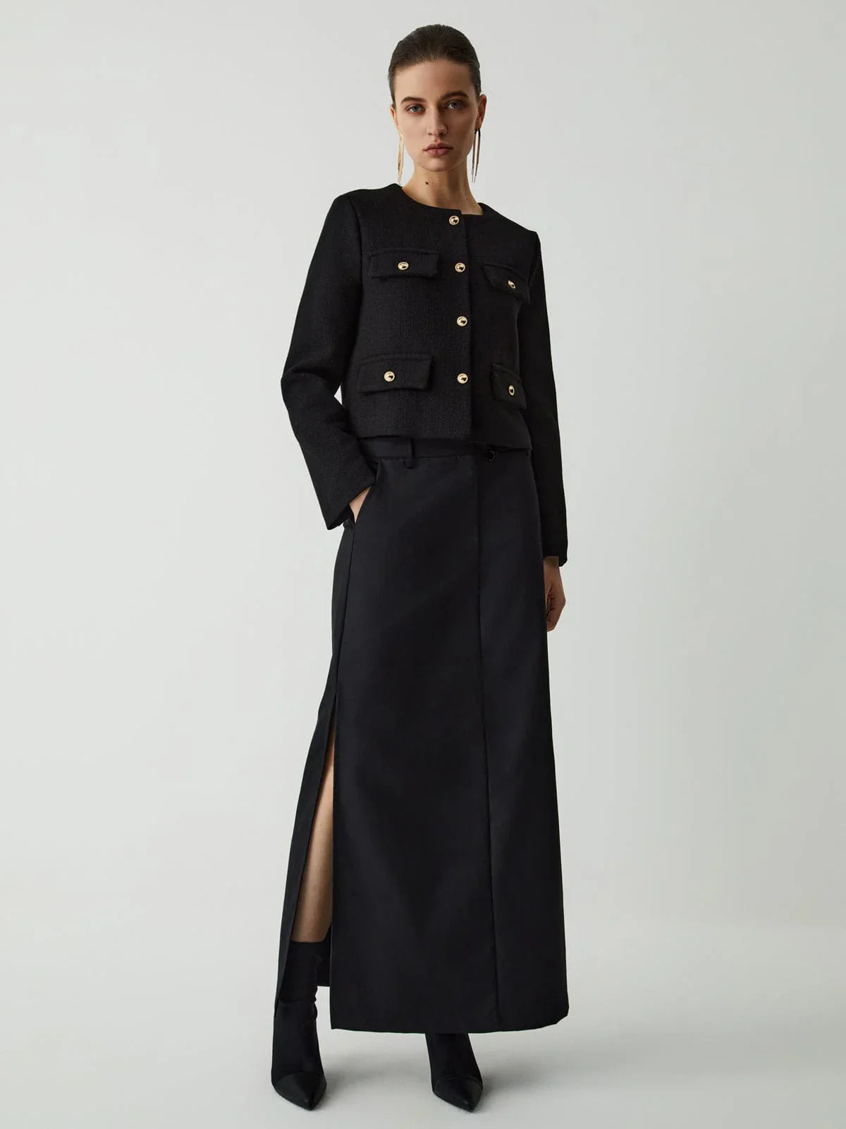 Miriam classic tweed jacket with gold buttons – women