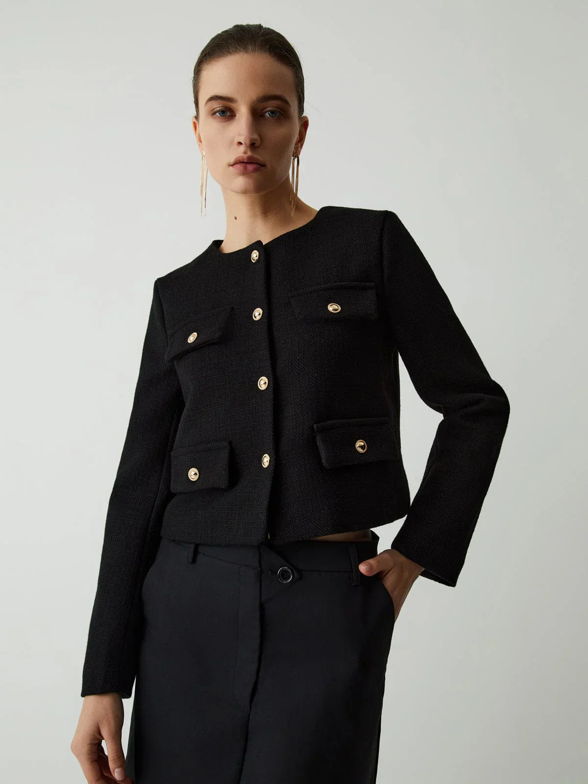 Miriam classic tweed jacket with gold buttons – women