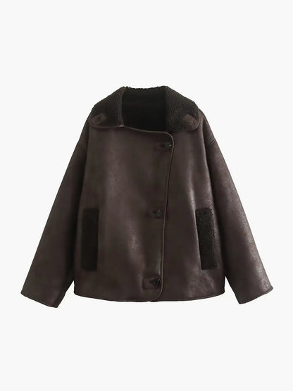 Olivia faux leather lapel jacket – a warm autumn/winter must-have