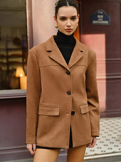 Silke casual brown suede blazer – women