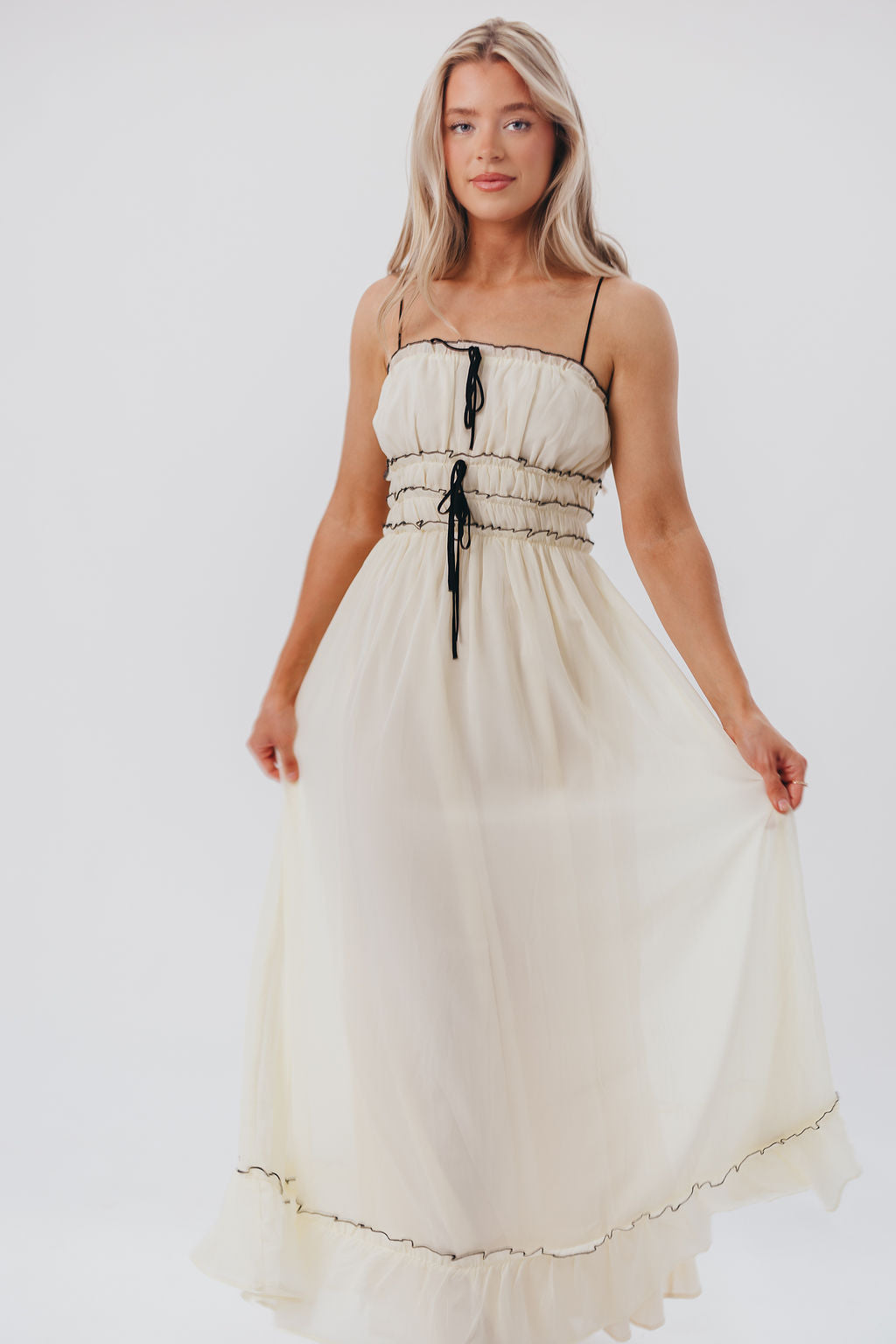 Sylvia Maxi Dress in Cream/Black