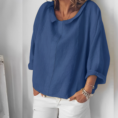 Linen blouse with loose collar - isolde