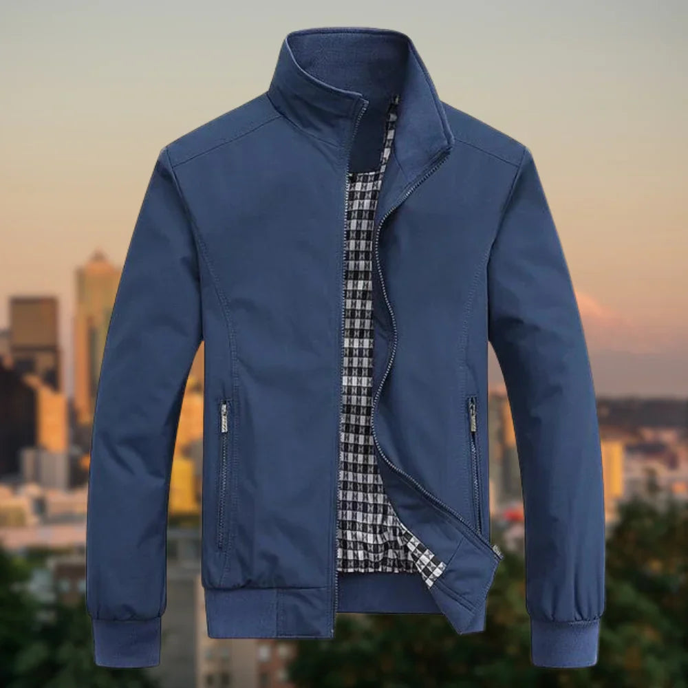 Light transitional jacket with stand collar – men