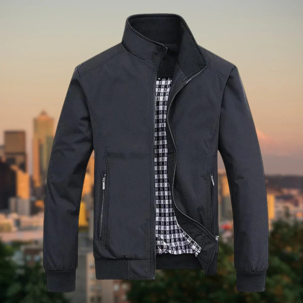 Light transitional jacket with stand collar – men