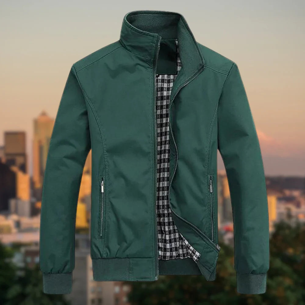 Light transitional jacket with stand collar – men