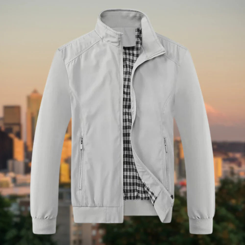 Light transitional jacket with stand collar – men