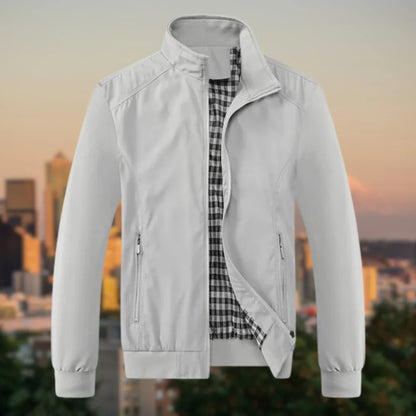 Light transitional jacket with stand collar – men