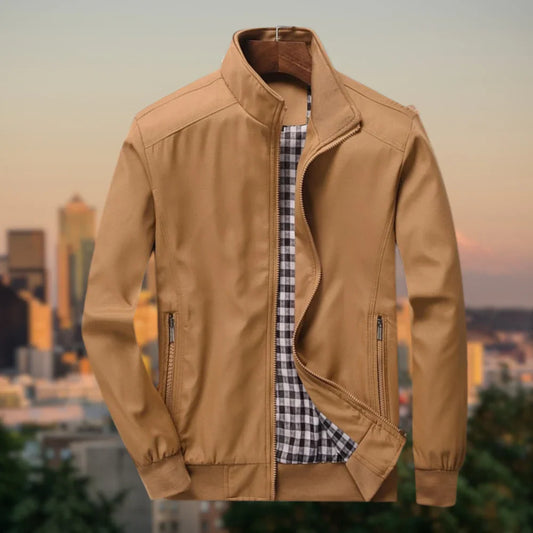 Light transitional jacket with stand collar – men