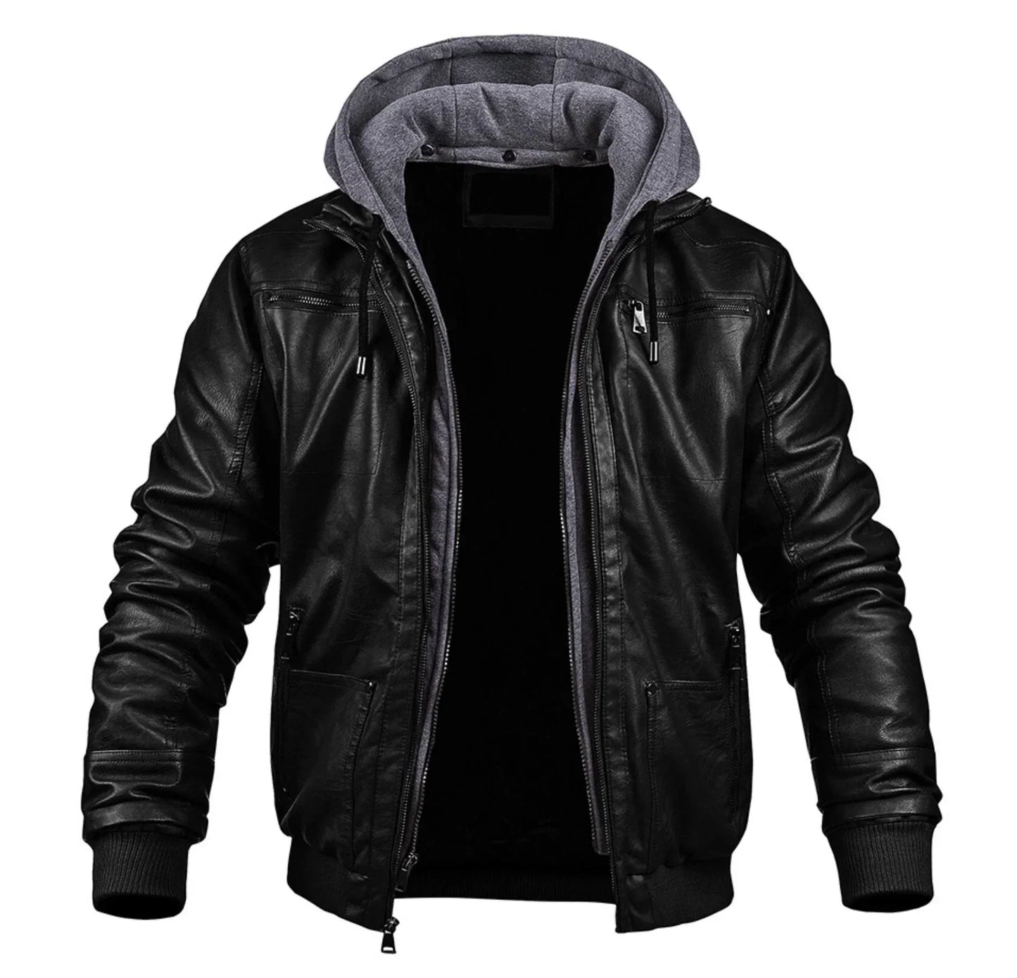Heinrich leather winter jacket with hoodie – warm & robust