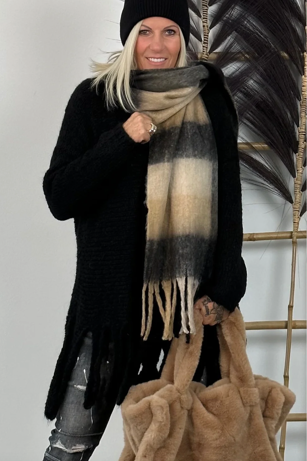 Jessika - Stylischer Karierter Winterschal