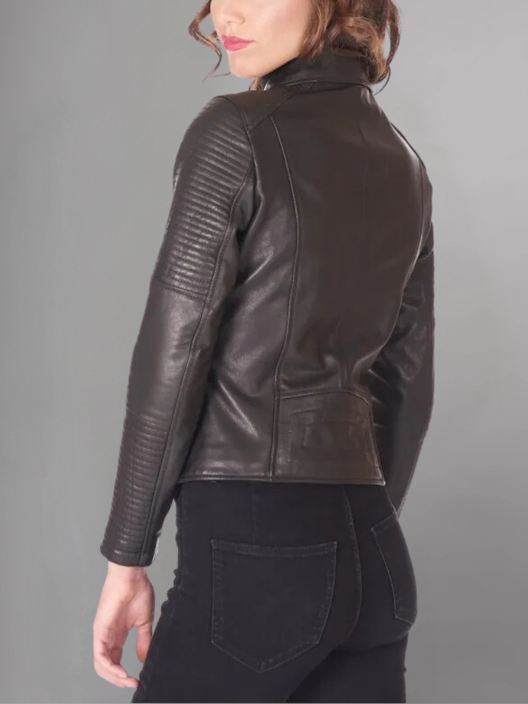 Black 3 in 1 quilted nappa lamb leather biker jacket