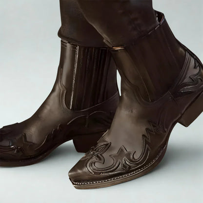 Men’s cowboy ankle boots western leather – men