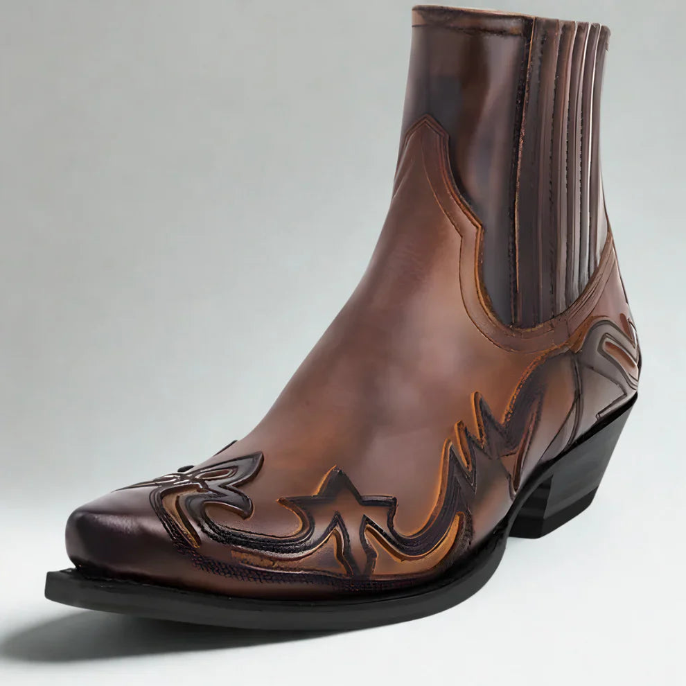 Men’s cowboy ankle boots western leather – men