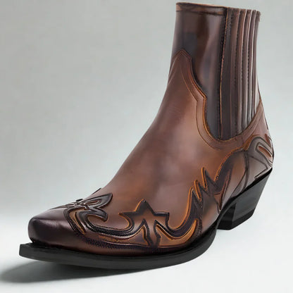 Men’s cowboy ankle boots western leather – men