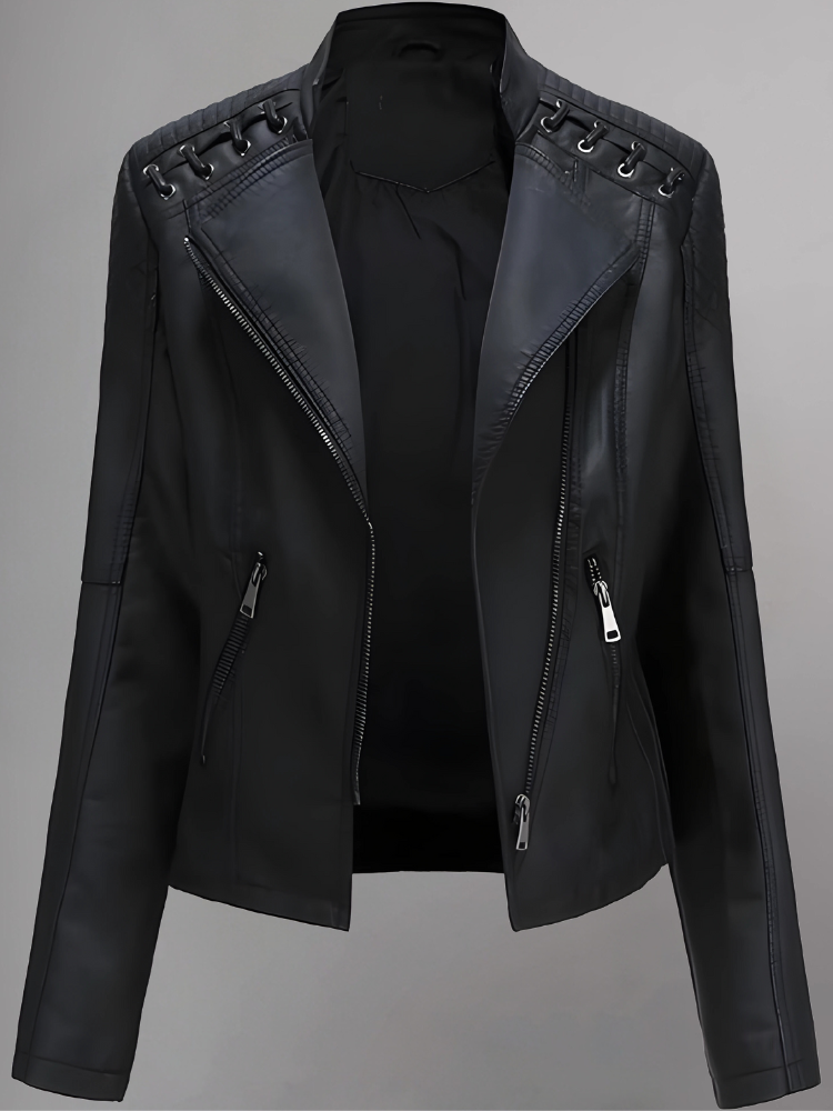 Womens Real Leather Jacket Short Zipper Motorcycle Jackets