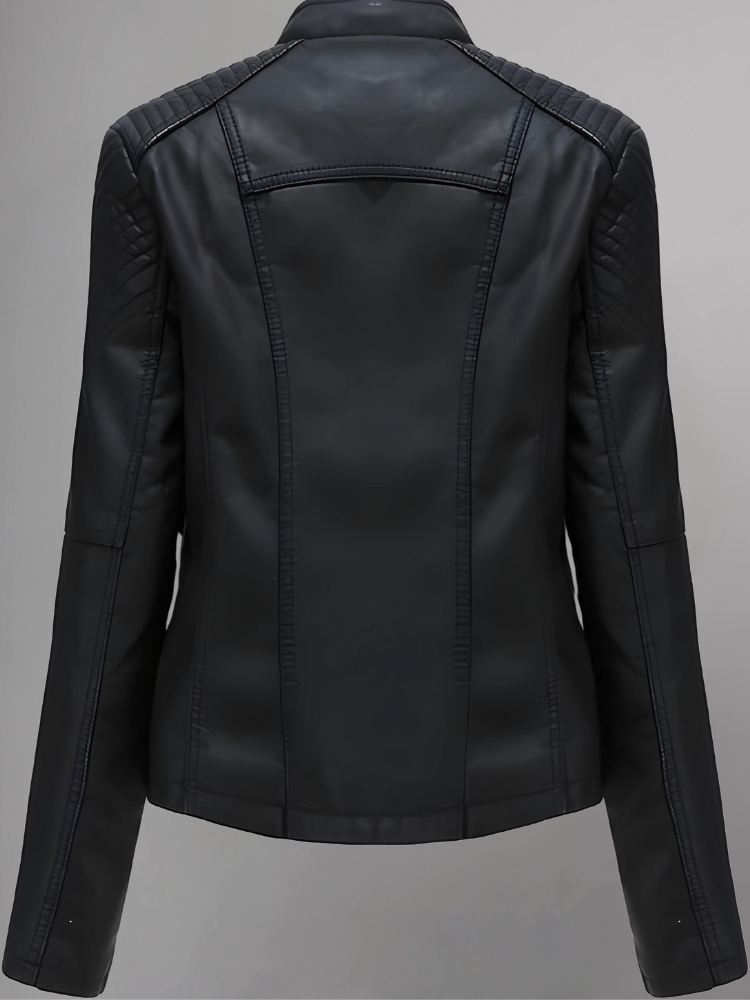 Womens Real Leather Jacket Short Zipper Motorcycle Jackets