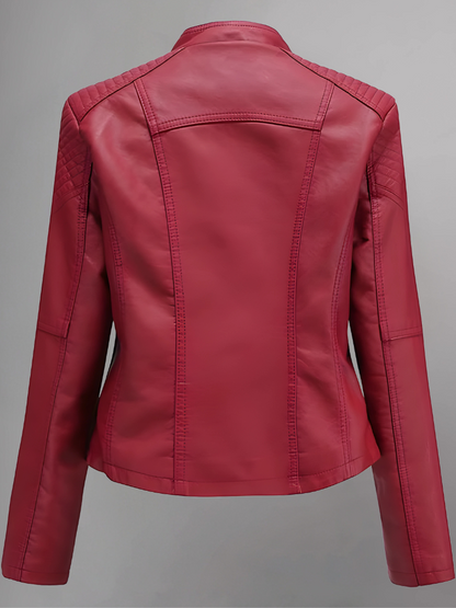 Womens Real Leather Jacket Short Zipper Motorcycle Jackets