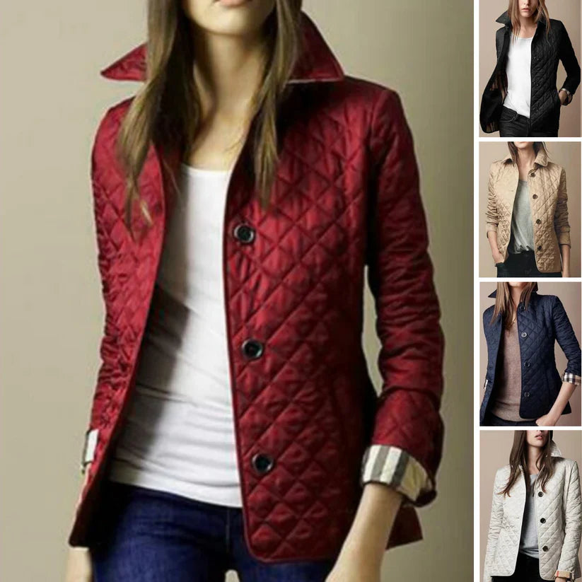 Freya – women's quilted jacket with diamond pattern and button closure