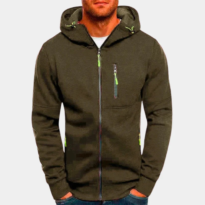 Erik – slim fit zip hoodie with ribbed cuffs and zippered pocket