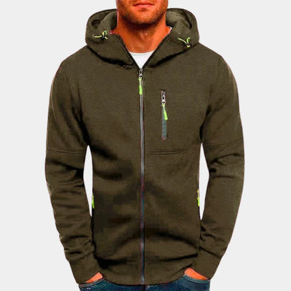 Erik – slim fit zip hoodie with ribbed cuffs and zippered pocket
