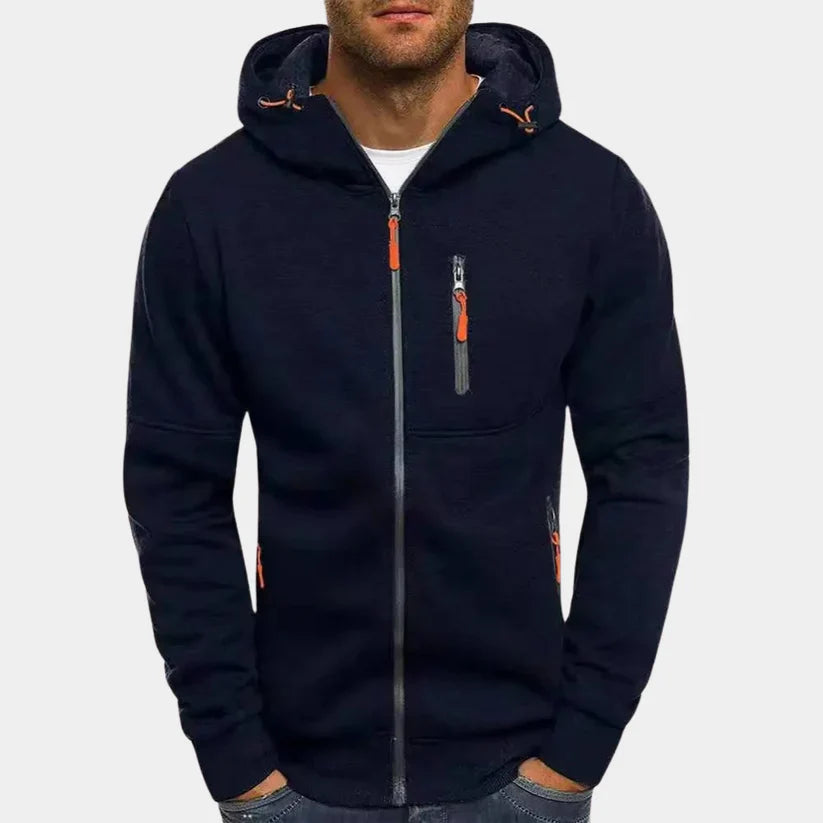 Erik – slim fit zip hoodie with ribbed cuffs and zippered pocket