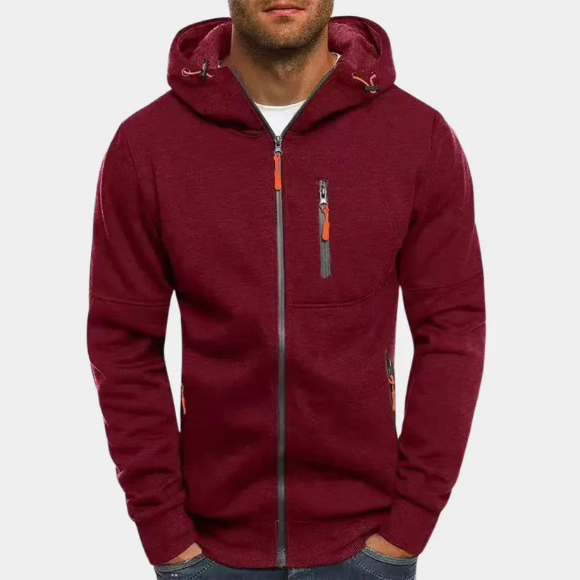 Erik – slim fit zip hoodie with ribbed cuffs and zippered pocket