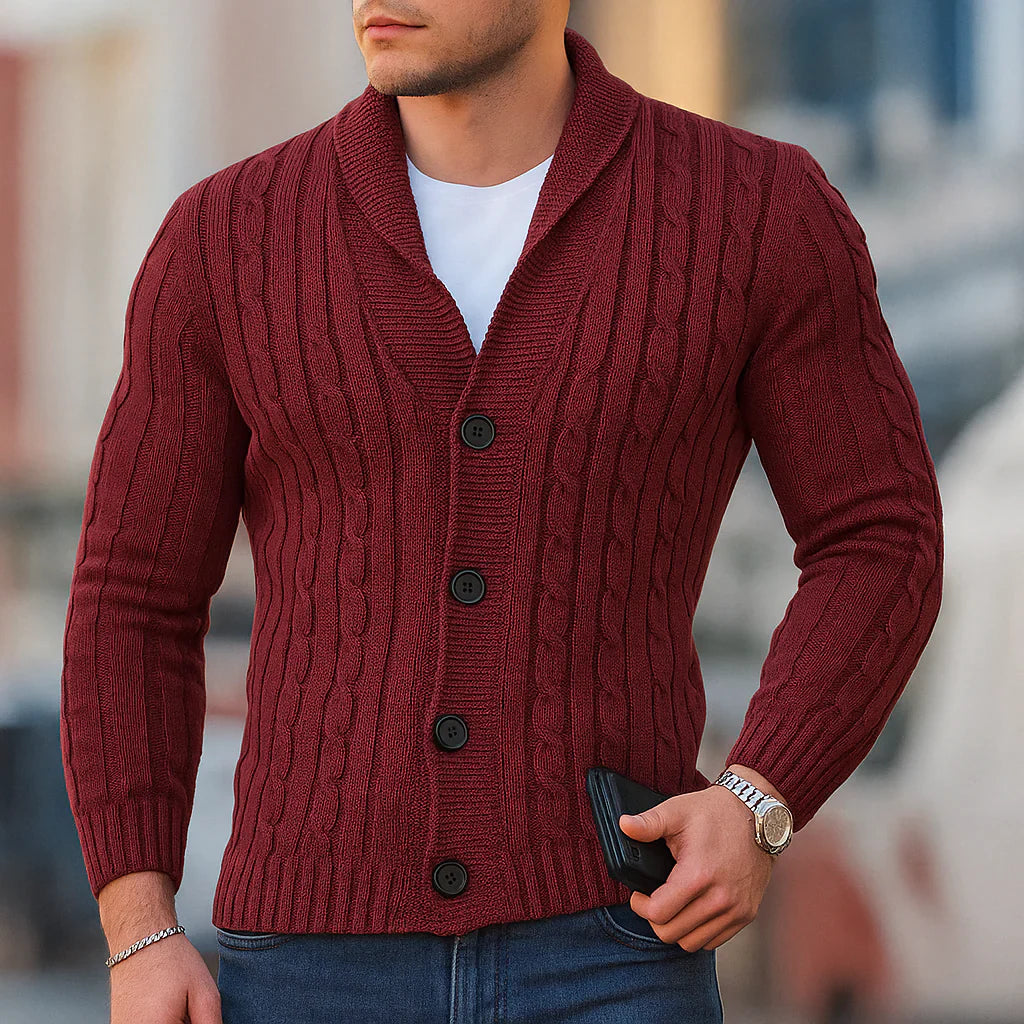 Men’s warm knitted classic cardigan – men