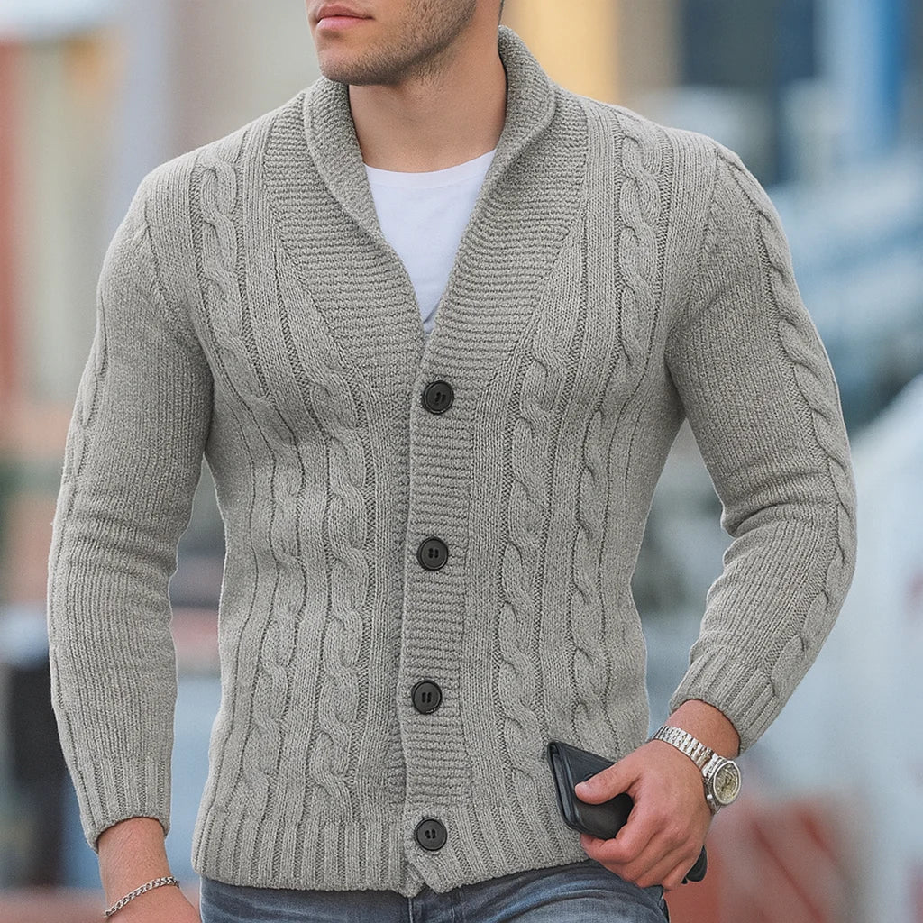 Men’s warm knitted classic cardigan – men