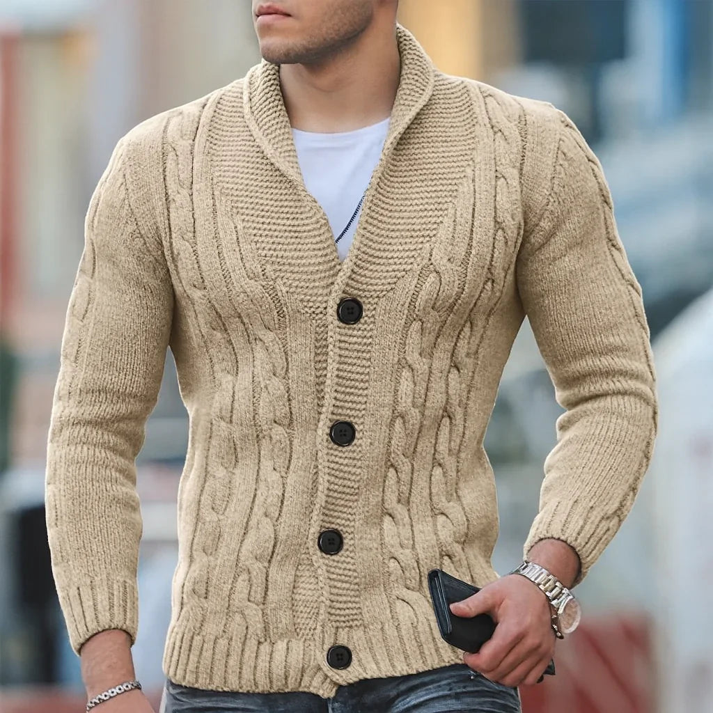 Men’s warm knitted classic cardigan – men