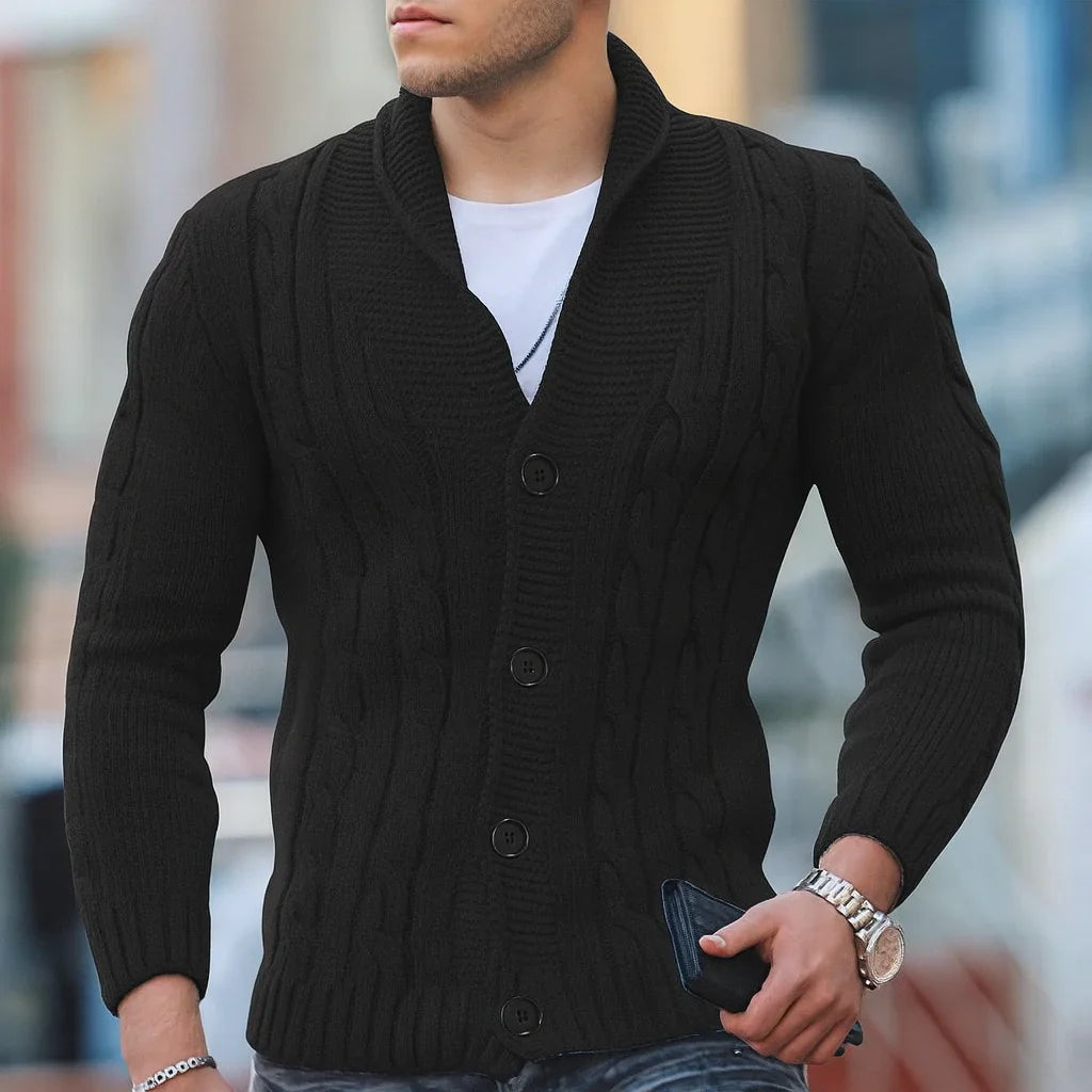Men’s warm knitted classic cardigan – men