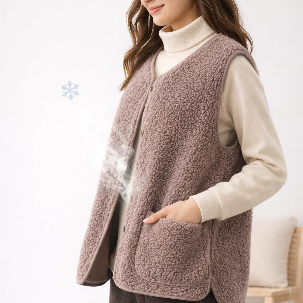 Women’s oversized teddy fleece vest – women