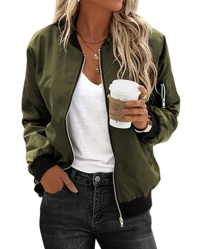 Casual long-sleeve zip jacket – women