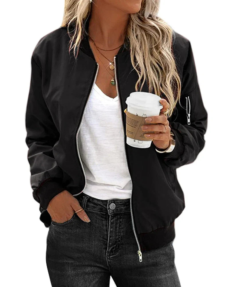 Casual long-sleeve zip jacket – women