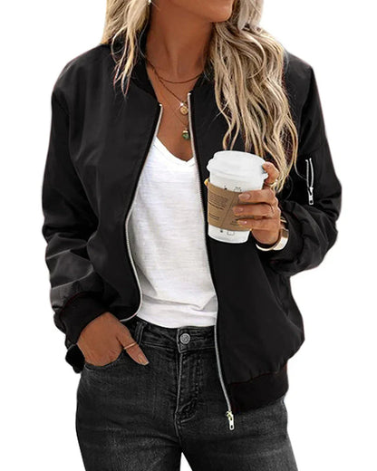 Casual long-sleeve zip jacket – women