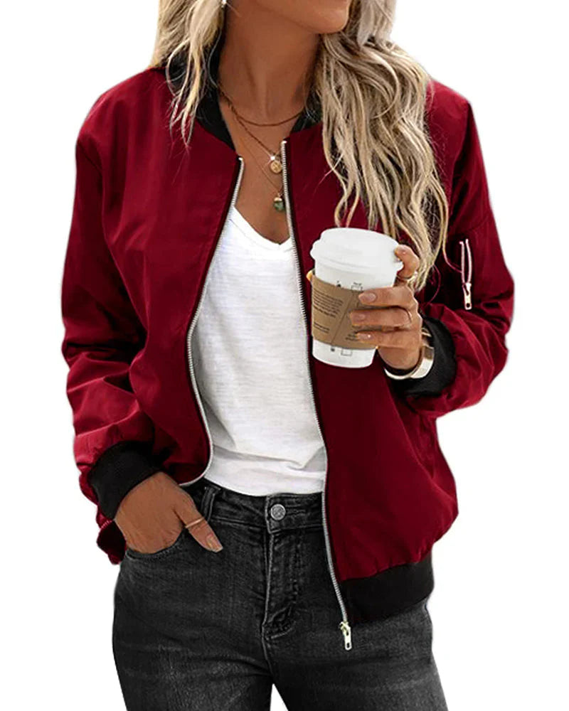 Casual long-sleeve zip jacket – women