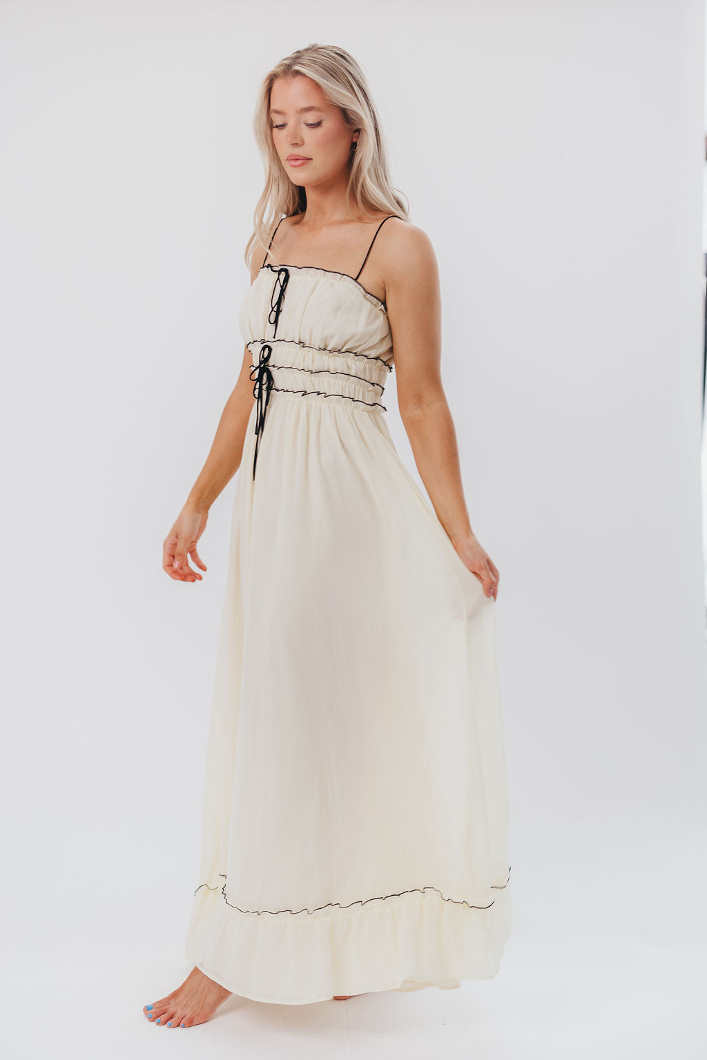 Sylvia Maxi Dress in Cream/Black