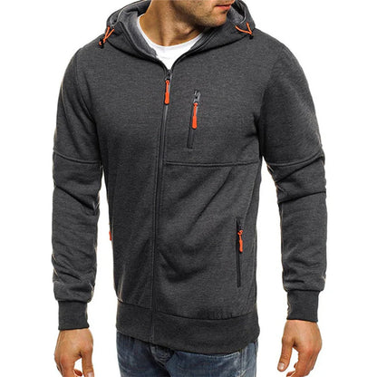 Erik – slim fit zip hoodie with ribbed cuffs and zippered pocket